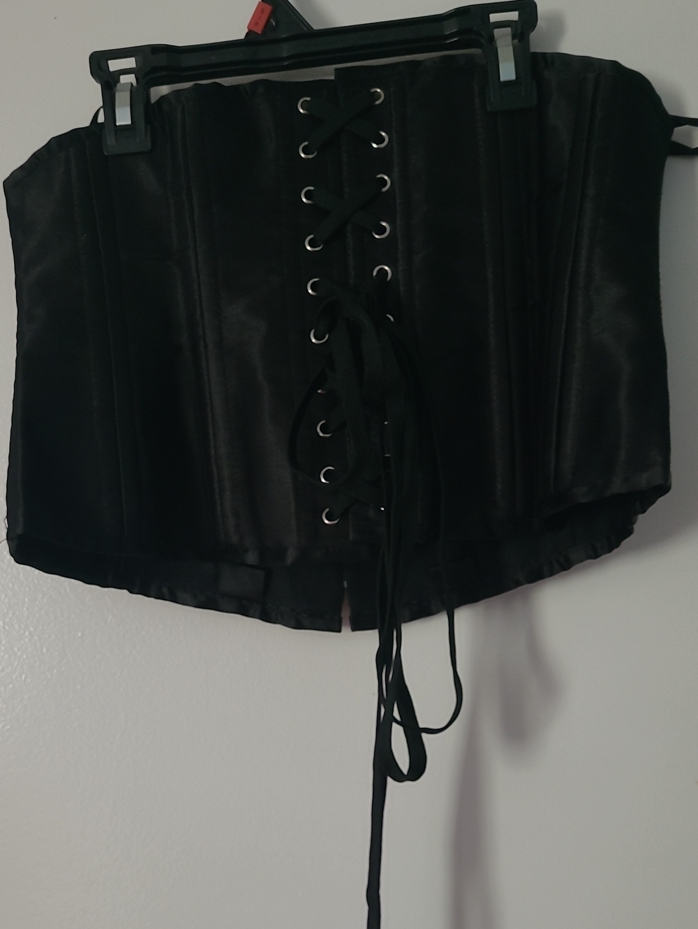 ViVI Black Satin Lace-Up Corset Top